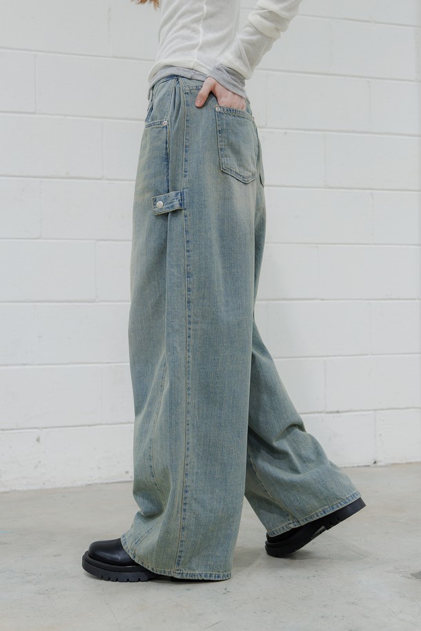 PANDORAFIT - 데님 - Vintage Cargo Wide-Leg Denim Pants