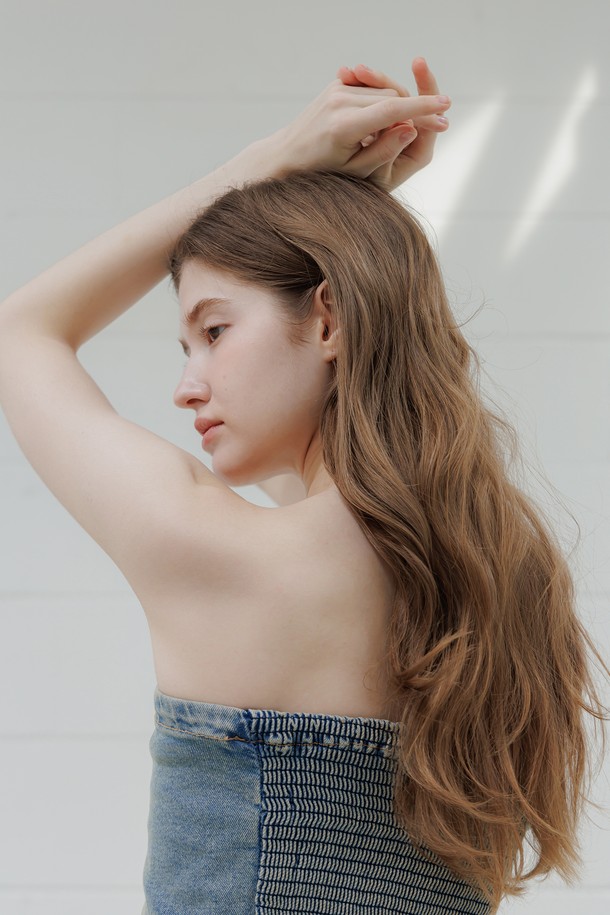 PANDORAFIT - 민소매티셔츠 - Raw Denim Tube Top