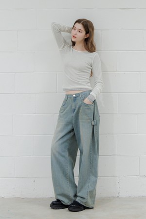 Vintage Cargo Wide-Leg Denim Pants