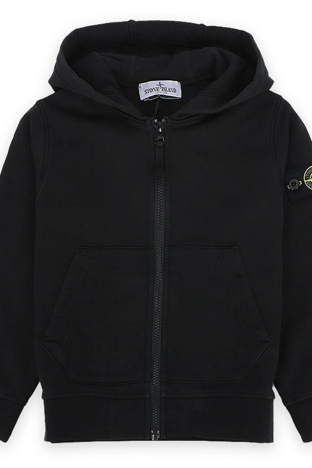 STONE ISLAND - 키즈아우터 - 스톤 키즈 와펜 패치 코튼 후드 집업(블랙) 801660740 V0029 10,12A