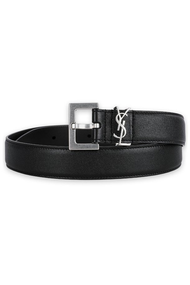 SAINT LAURENT - 벨트 - 생로랑 남성 모노그램 로고 벨트(블랙) 634440 BRM0E 1000