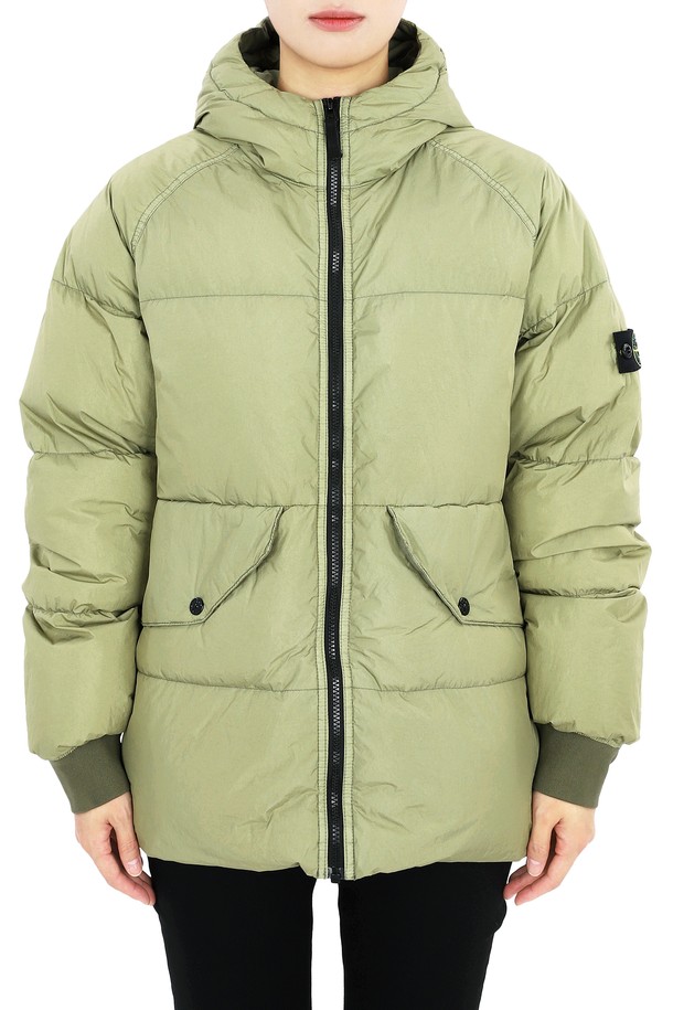 STONE ISLAND - 패딩 - 스톤 와펜 패치 다운 후드 패딩 자켓(카키) 811640223 V0055 14A (성인착용가능)