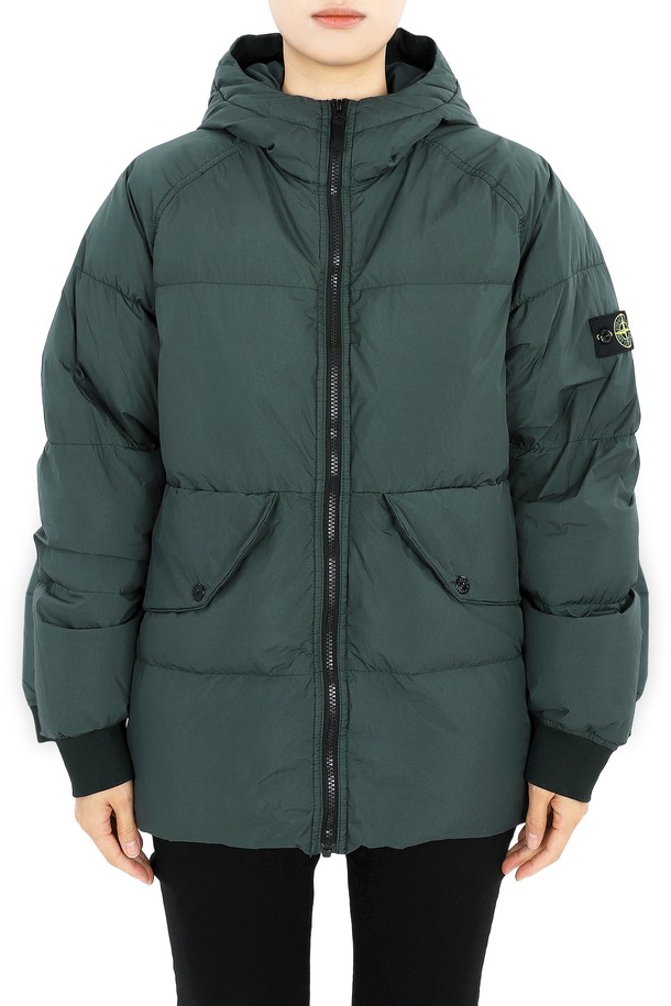 STONE ISLAND - 패딩 - 스톤 와펜 패치 다운 후드 패딩 자켓(다크그린) 811640223 V0057 14A (성인착용가능)