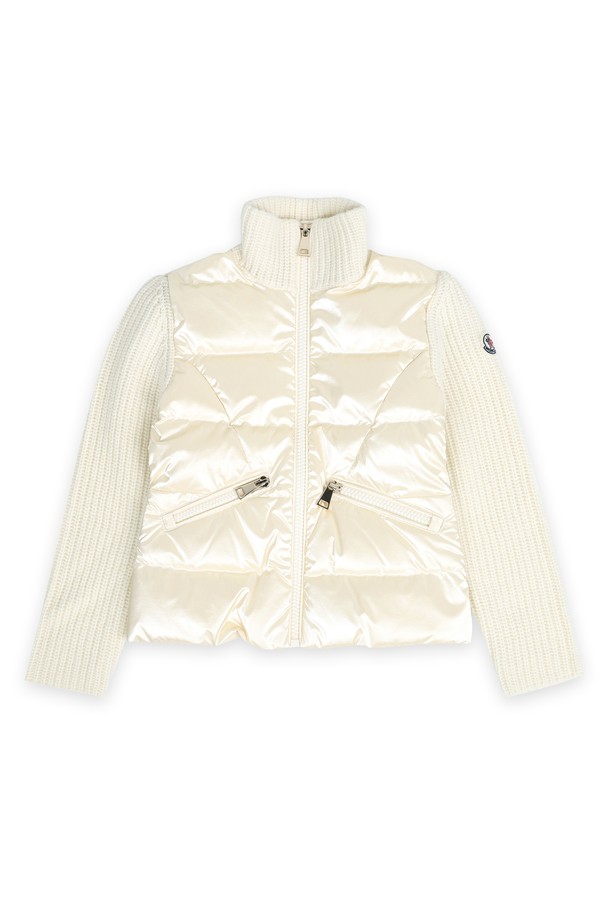 MONCLER - 키즈아우터 - 몽클레어 키즈 하이넥 니트 믹스 집업 패딩 자켓(아이보리) 9B00011 M1241 034