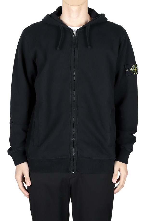 STONE ISLAND - 블루종/점퍼 - 스톤 남성 와펜 패치 후드 집업 자켓(블랙) 811563520 V0029