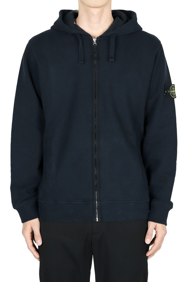 STONE ISLAND - 블루종/점퍼 - 스톤 남성 와펜 패치 후드 집업 자켓(네이비) 811563520 V0020