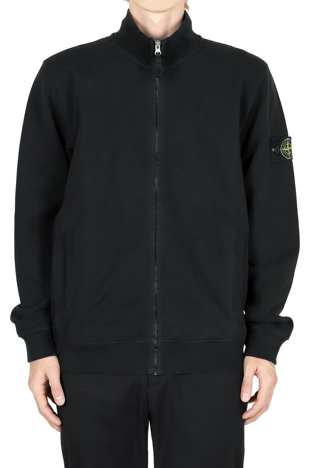 STONE ISLAND - 블루종/점퍼 - 스톤 남성 와펜 패치 코튼 집업 자켓(블랙) 811560720 V0029