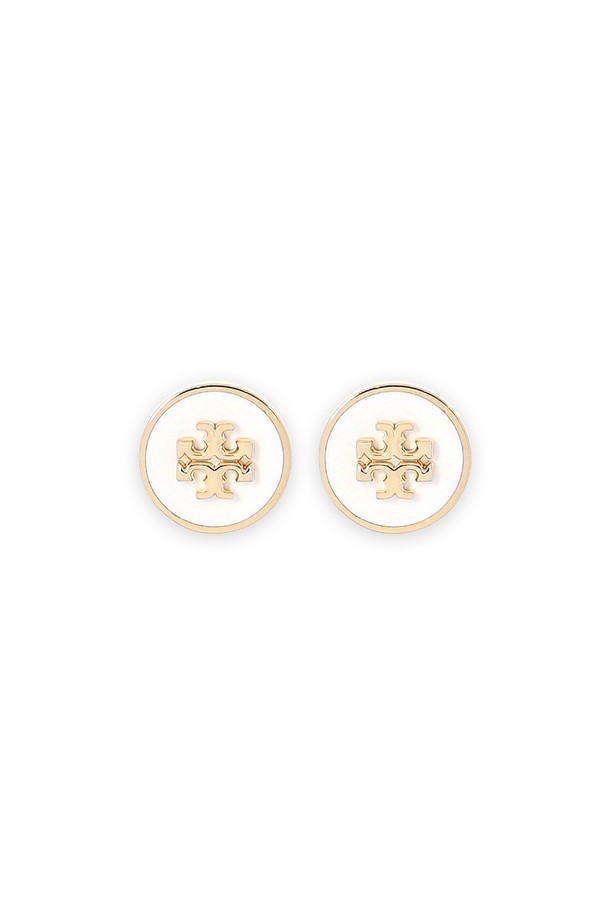 TORY BURCH - 귀걸이 - 토리버치 여성 키라 에나멜 서클 로고 이어링(골드/화이트) 90547 700