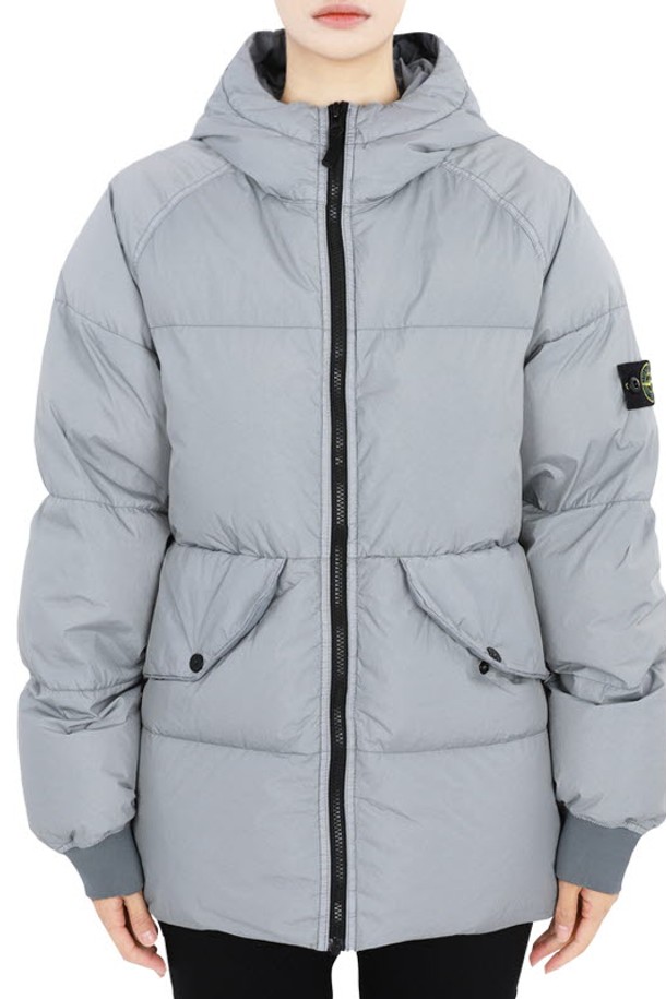 STONE ISLAND - 패딩 - 스톤 와펜 패치 다운 후드 패딩 자켓(그레이) 811640223 V0064 14A (성인착용가능)