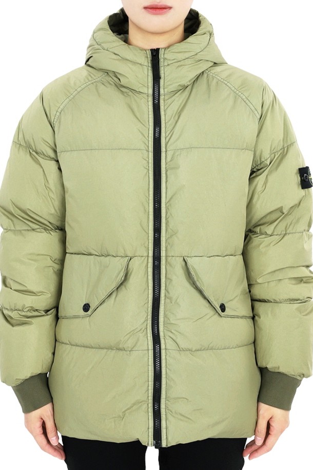 STONE ISLAND - 패딩 - 스톤 와펜 패치 다운 후드 패딩 자켓(카키) 811640223 V0055 14A (성인착용가능)