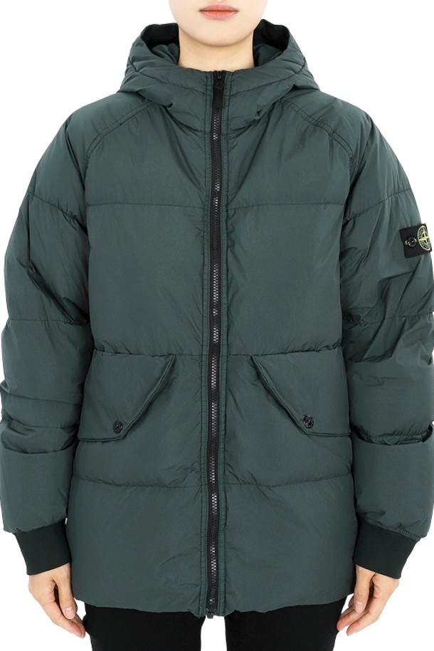 STONE ISLAND - 패딩 - 스톤 와펜 패치 다운 후드 패딩 자켓(다크그린) 811640223 V0057 14A (성인착용가능)