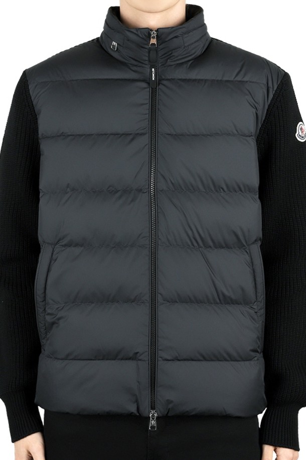 MONCLER - 다운/패딩 - 몽클레어 남성 로고 패치 니트 패딩 자켓(블랙) 9B00032 M1131 999