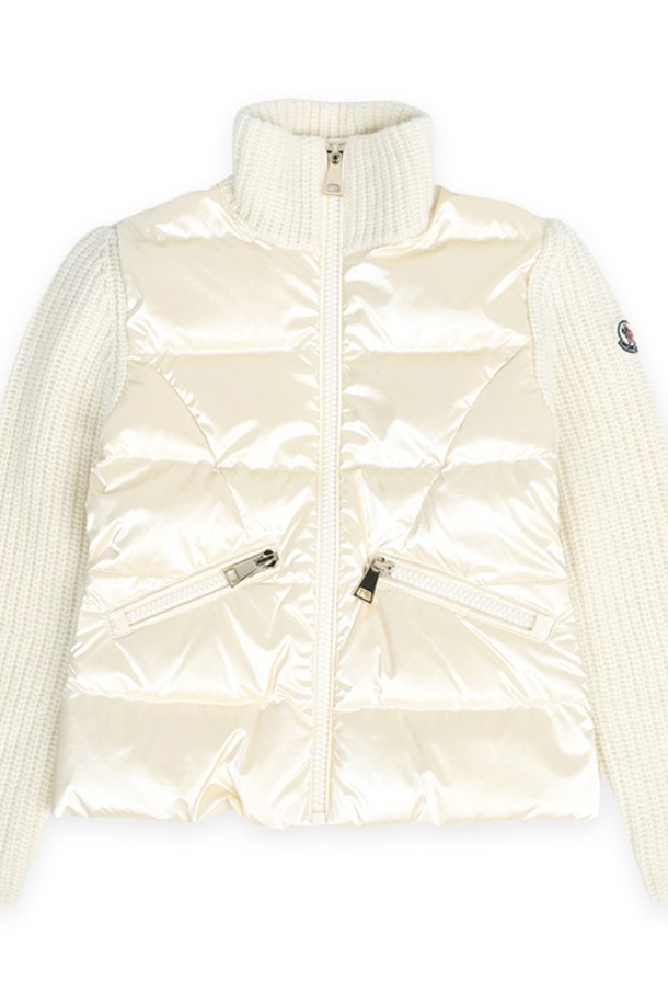 MONCLER - 패딩 - 몽클레어 하이넥 니트 믹스 집업 패딩 자켓(아이보리) 9B00011 M1241 034 12,14A (성인착용가능)