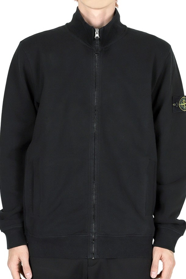 STONE ISLAND - 블루종/점퍼 - 스톤 남성 와펜 패치 코튼 집업 자켓(블랙) 811560720 V0029