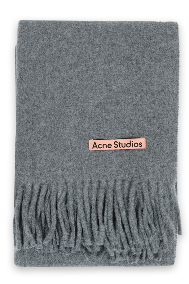 Acne Studios - 스카프/머플러 - 아크네스튜디오 로고 패치 울 프린지 머플러(그레이) CA0210 990