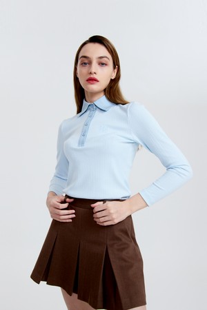 [CELLTY] GLOSSY COLLAR NECK LONG SLEEVE