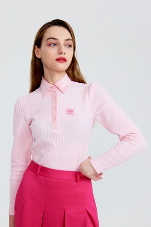 [CELLTY] SUEDE COLLAR NECK LONG SLEEVE