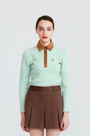 [CELLTY] SUEDE COLLAR NECK LONG SLEEVE