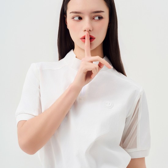 모크넥 프론트 지퍼 하프 슬리브