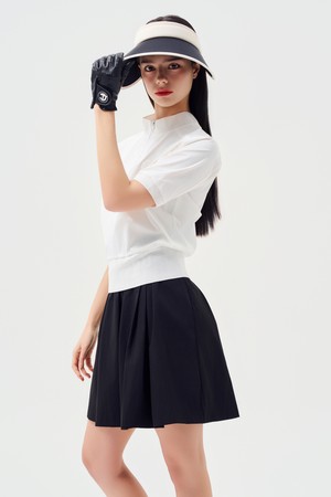 플리츠 레이어드 미디 스커트_BLACK-a