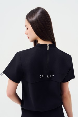 시어서커 백 포인트 라운드 하프 슬리브(냉감)_BLACK-a