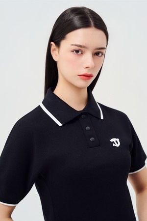 사이드라인 포인트 피케이 하프 슬리브_BLACK-a