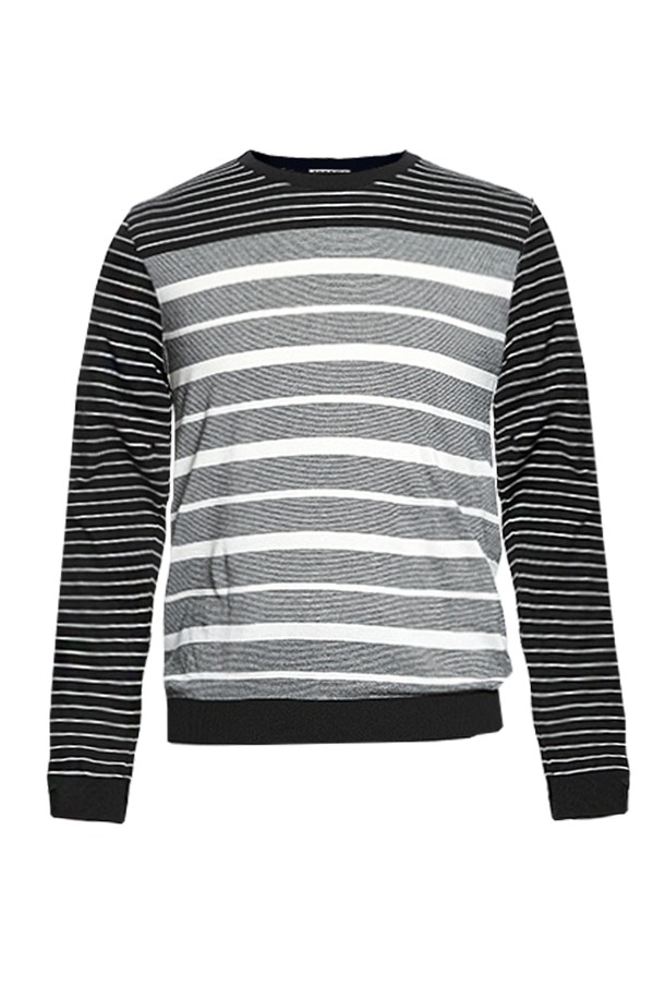 RENOMA HOMME - 스웨터 - 면레이온 스트라이프 니트 그레이 RJIMKT10A