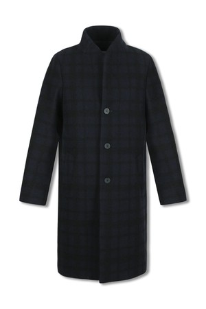 울혼방 변형 라펠 코트 네이비체크 RKLMBH71A