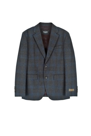 손드리오 면 셋업 자켓 네이비체크 RKDMCJ51A