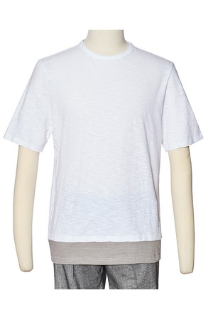 면 밑단 배색 티셔츠 화이트 RMJPTT51A