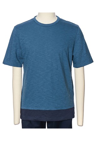 면 밑단 배색 티셔츠 블루 RMJPTT52A