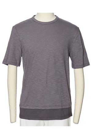 면 밑단 배색 티셔츠 그레이 RMJPTT64A