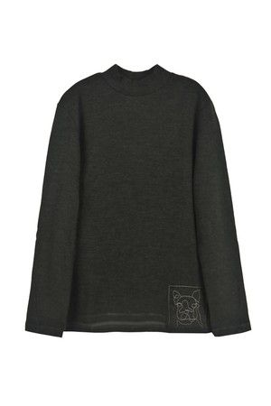 울코튼 혼방 하프넥 티셔츠 다크그레이  FMKPTT02A