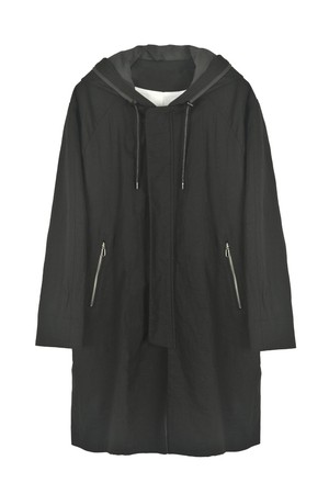 면린넨 간절기 후드 코트 블랙 FMKPBH03A