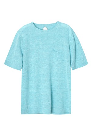 린넨 반팔 니트 멜란지 스카이블루 POBBKT55A