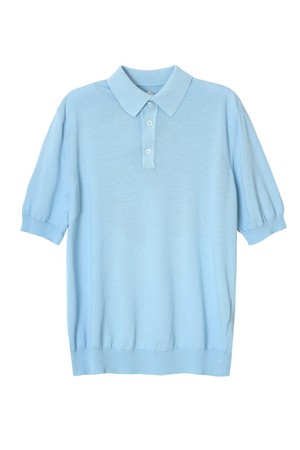 면 폴로넥 반팔 니트 스카이블루 POBBKT53A