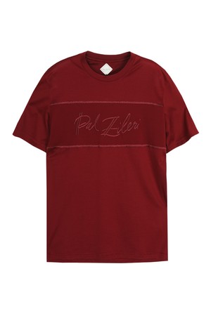 면 로고 자수 반팔 티셔츠 와인 PNBCTT82A