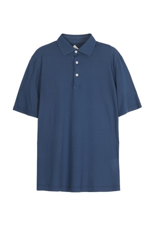 가먼트다잉 면 폴로넥 반팔 티셔츠 블루 PNBBTT92A