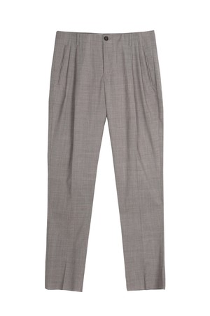 울 투턱 팬츠 라이트베이지체크 PNBCBP81A