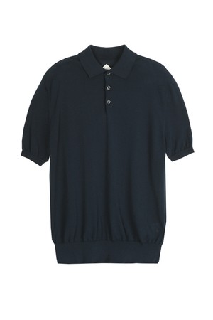 면 폴로넥 반팔 니트 다크네이비 POJBKT55A