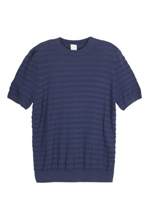 실크 면 반팔 니트 블루 POBCKT86A