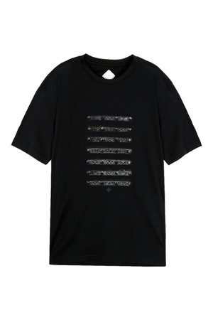 면 아트워크 프린트 반팔 티셔츠 다크네이비 POBCTT88A