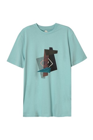 면 컬러블락 로고 티셔츠 블루 POBCTT95A