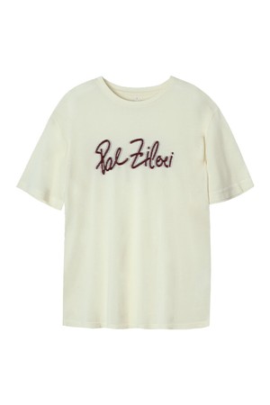 면 로고 자수 티셔츠 아이보리 POBCTT92A