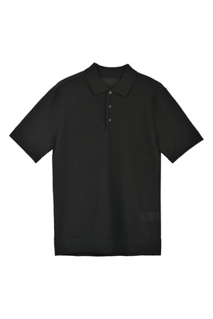 아크릴혼방 반팔 피케셔츠 블랙 ROFPKT58A