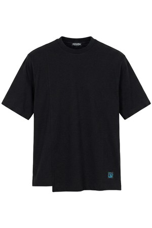 면혼방 사이드컷 라운드티셔츠 블랙 ROBMTT57A