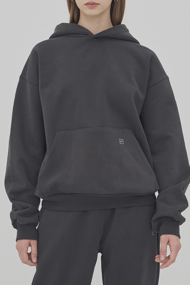 LESEIZIEME - 후디 - LOGO HOODED SWEATSHIRT - CHARCOAL