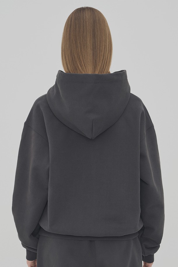 LESEIZIEME - 후디 - LOGO HOODED SWEATSHIRT - CHARCOAL