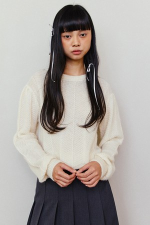 Herringbone Puff Knit - Ivory