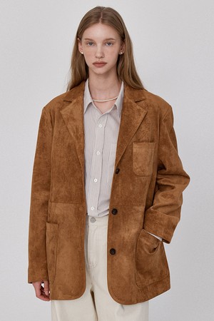 Suede Blazer Jacket - Brown